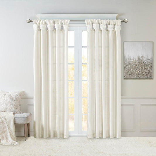 Emilia 120" Twist Tab Window Curtain Collection White Olliix.com