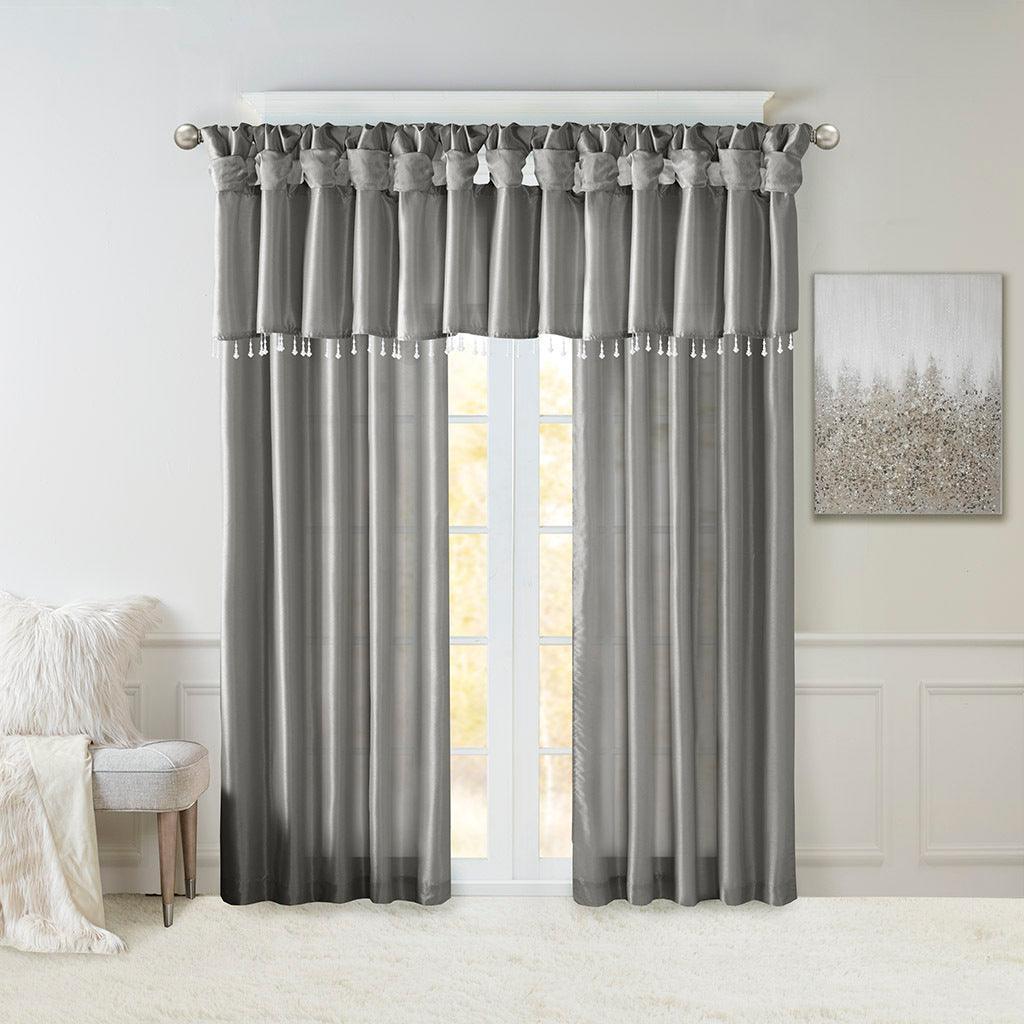 Emilia 84 H Twist Tab Window Curtain Collection Charcoal Olliix.com