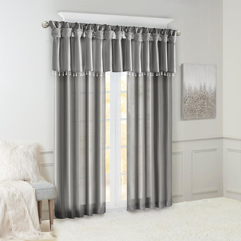 Emilia 84 H Twist Tab Window Curtain Collection Charcoal Olliix.com