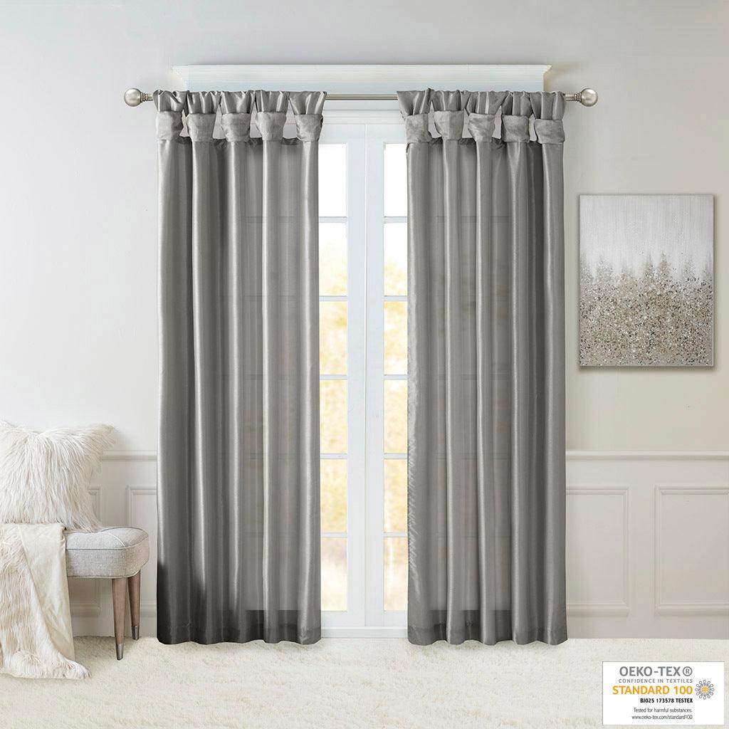 Emilia 84 H Twist Tab Window Curtain Collection Charcoal Olliix.com