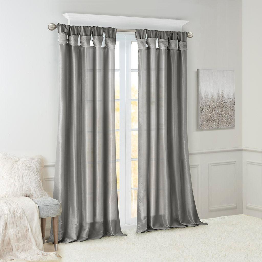 Emilia 84 H Twist Tab Window Curtain Collection Charcoal Olliix.com