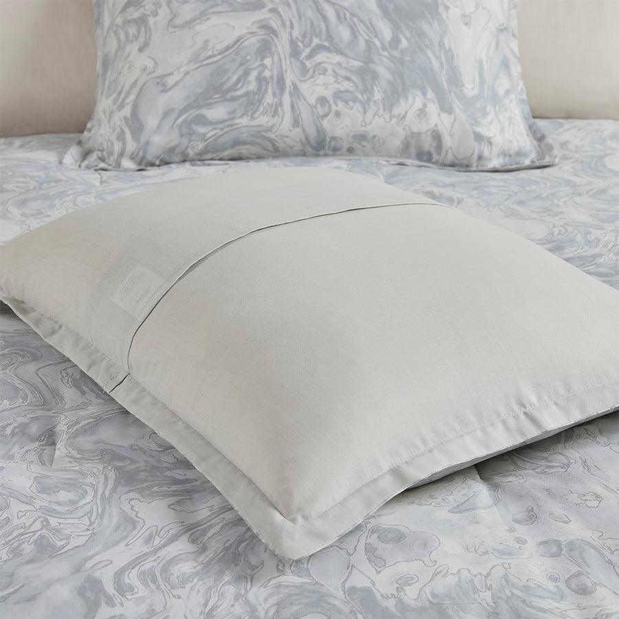 Emory 7 Piece Cotton Sateen Comforter Set Gray Queen Olliix.com