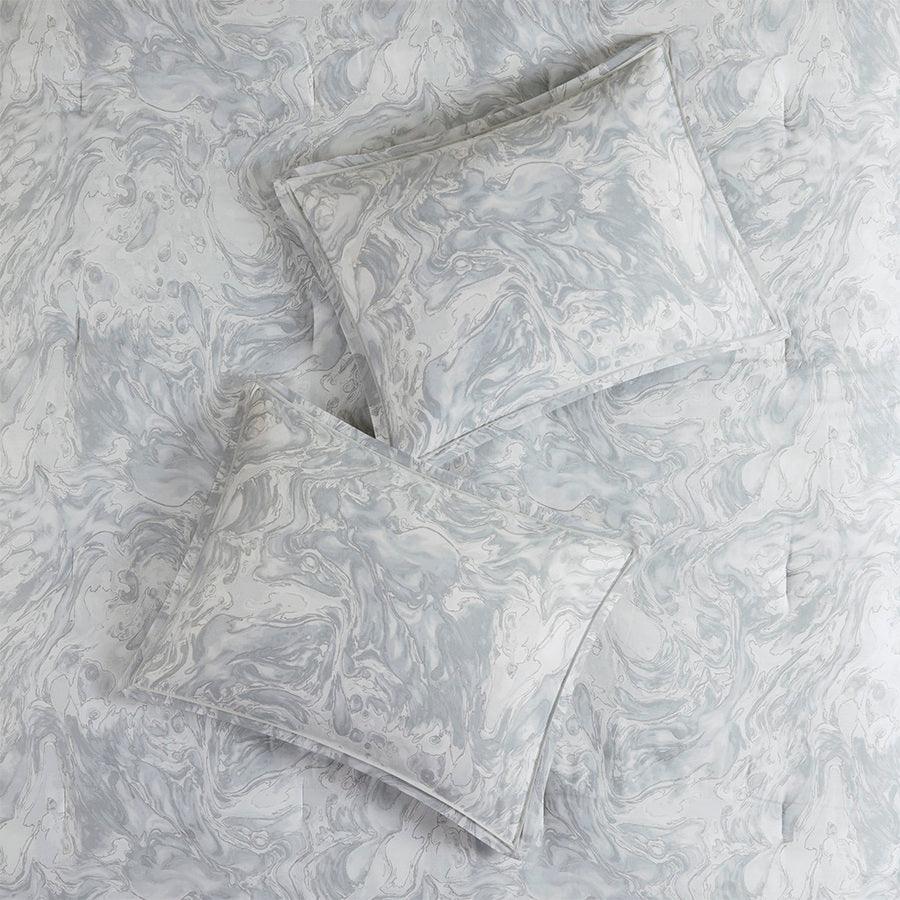 Emory 7 Piece Cotton Sateen Comforter Set Gray Queen Olliix.com