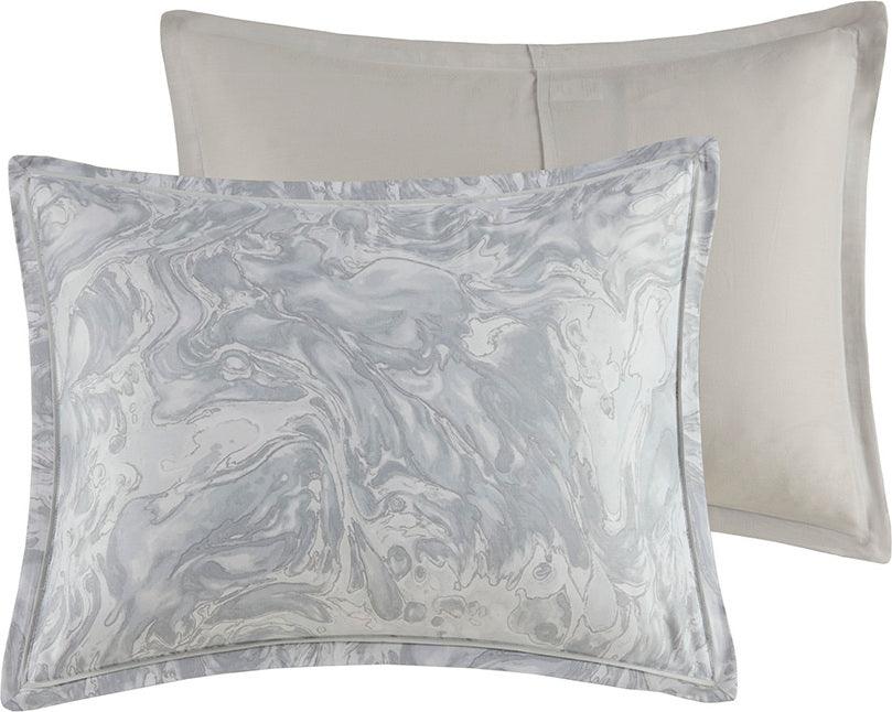 Emory California King 7 Piece Cotton Sateen Comforter Set Gray Olliix.com