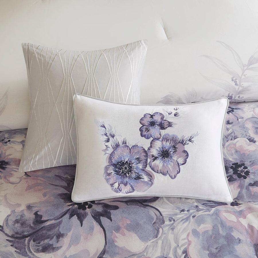 Enza Shabby Chic 7 Piece Cotton Printed Comforter Set Purple King Olliix.com