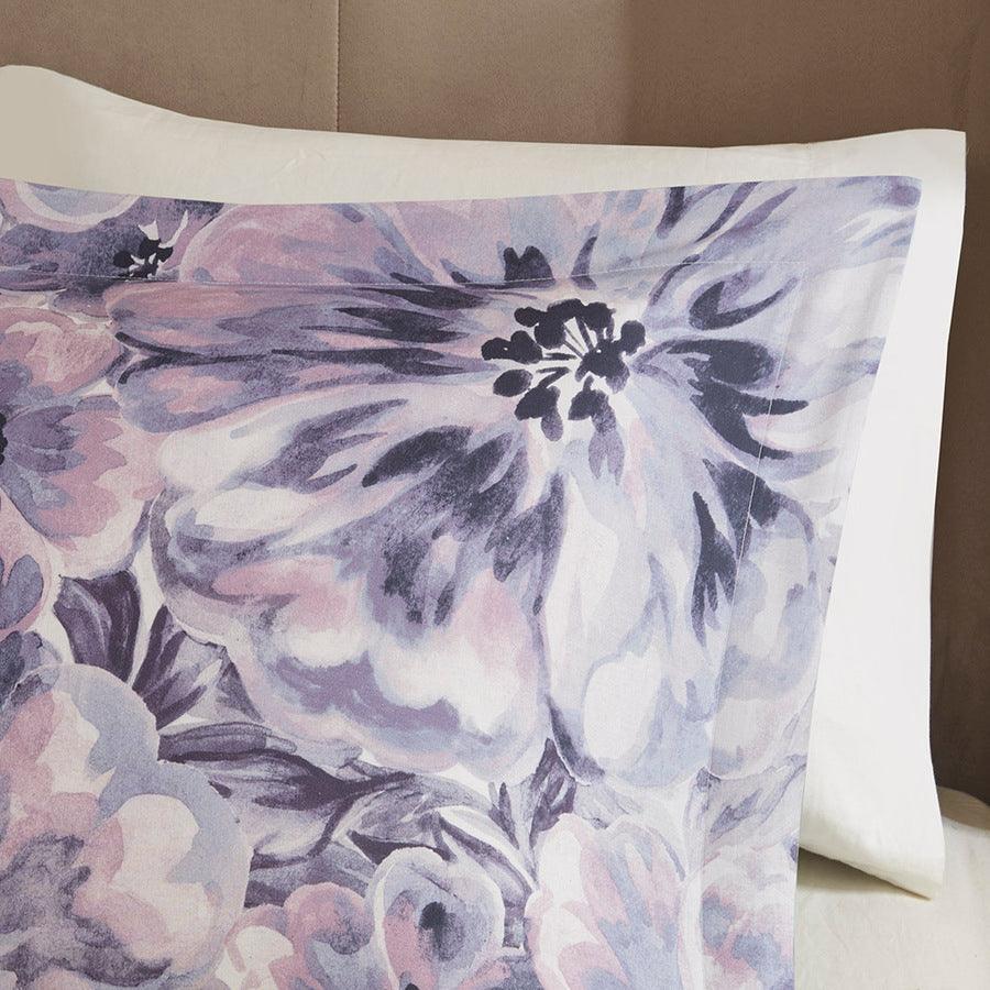 Enza Shabby Chic 7 Piece Cotton Printed Comforter Set Purple King