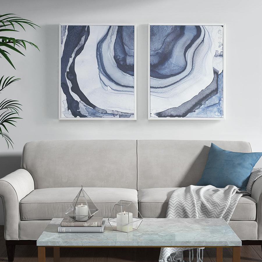 Ethereal Printed Framed Canvas Blue ( Set of 2 ) Olliix.com