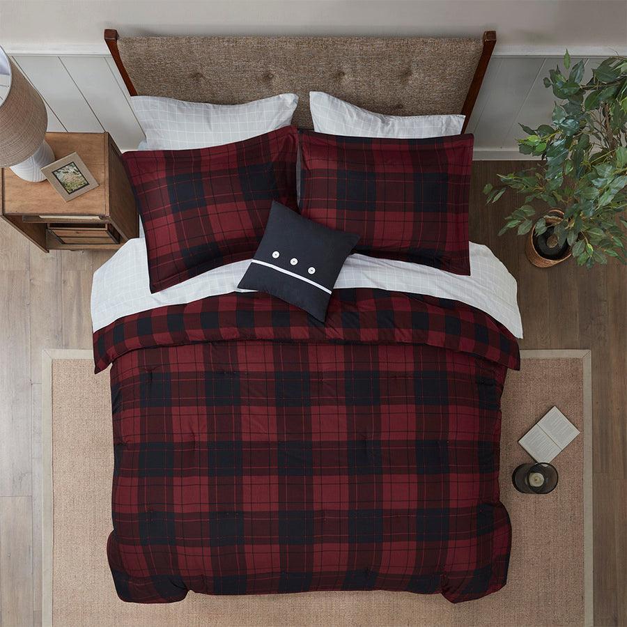 Everest Modern Reversible Complete bedding Set Red Plaid King Olliix.com