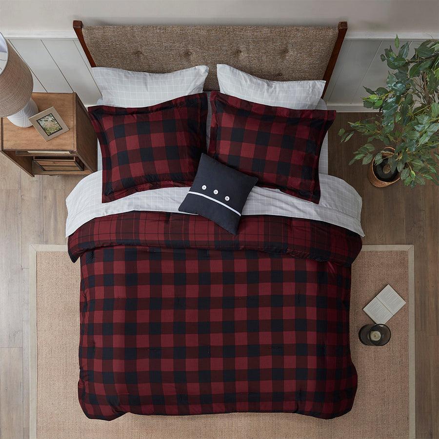 Everest Modern Reversible Complete bedding Set Red Plaid King Olliix.com