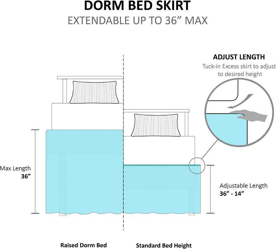 Extended Twin XL Bed Skirt&Sham White Olliix.com