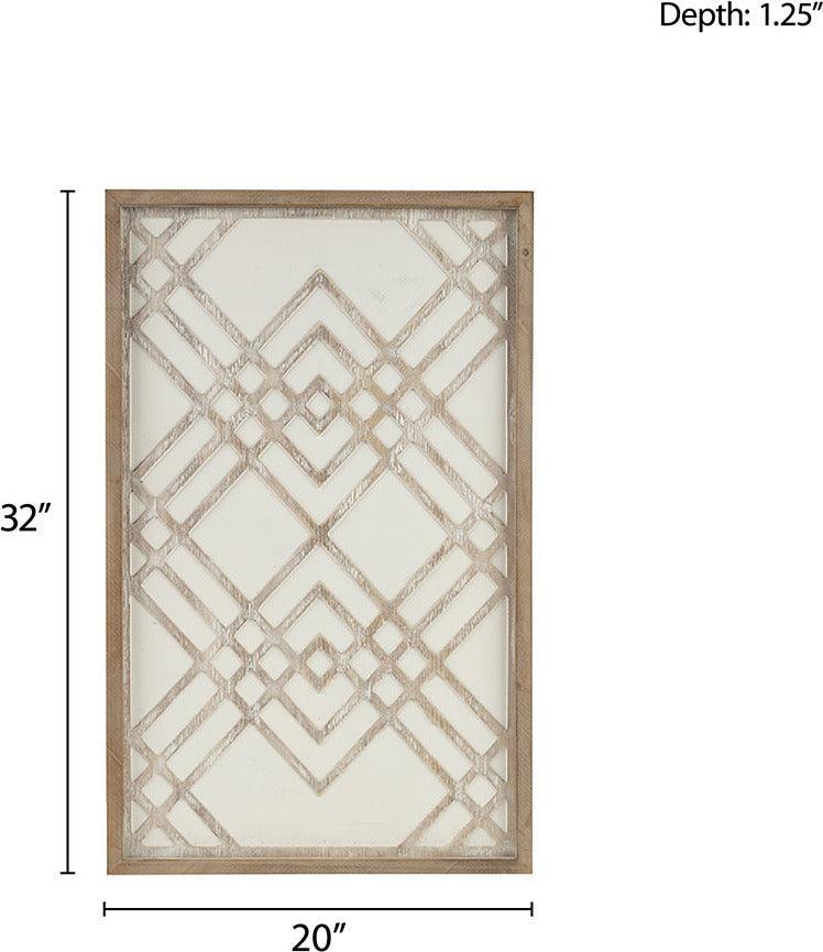 Exton Geo Carved Wood Panel Wall Decor Natural & White Olliix.com