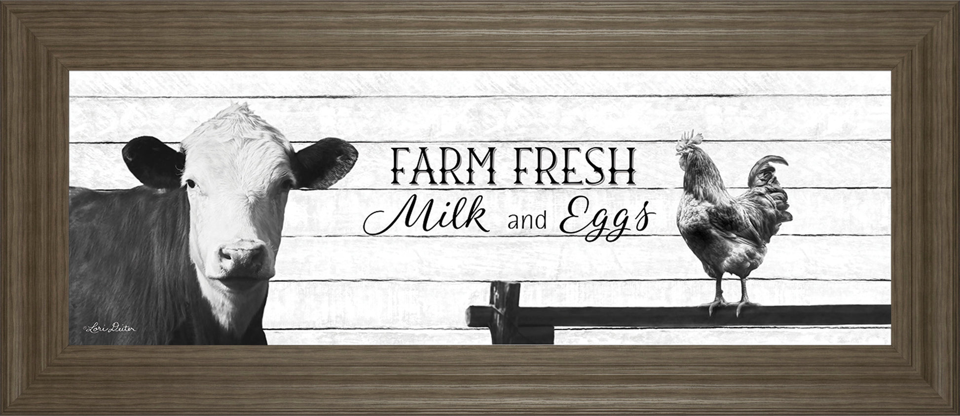 Farm Fresh Milk And Eggs By Lori Deiter - Framed Print Wall Art - White Classy Art