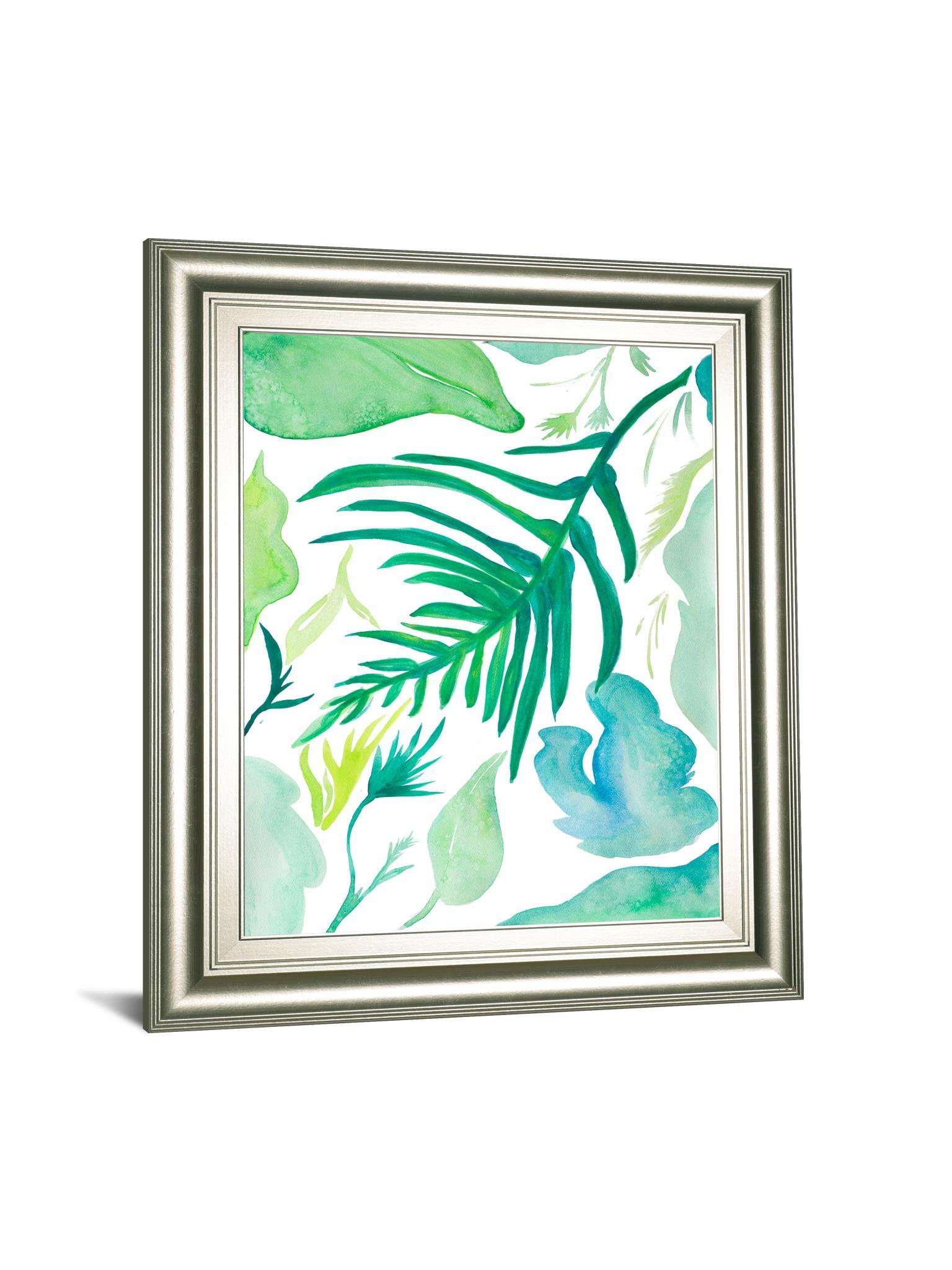 Green Water Leaves I By Kat Papa - Framed Print Wall Art - Green Classy Art