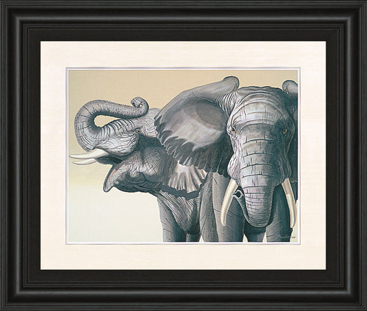 Elephant By Peter Moustakas - Framed Print Wall Art - Dark Gray Classy Art