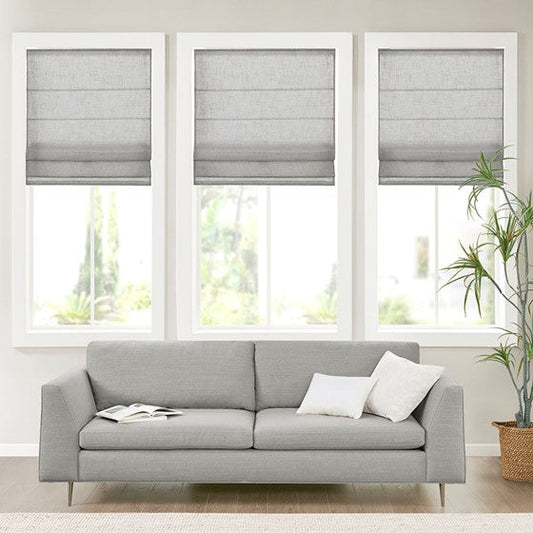 Linen Blend Light Filtering Cordless Roman Shade Grey Olliix.com