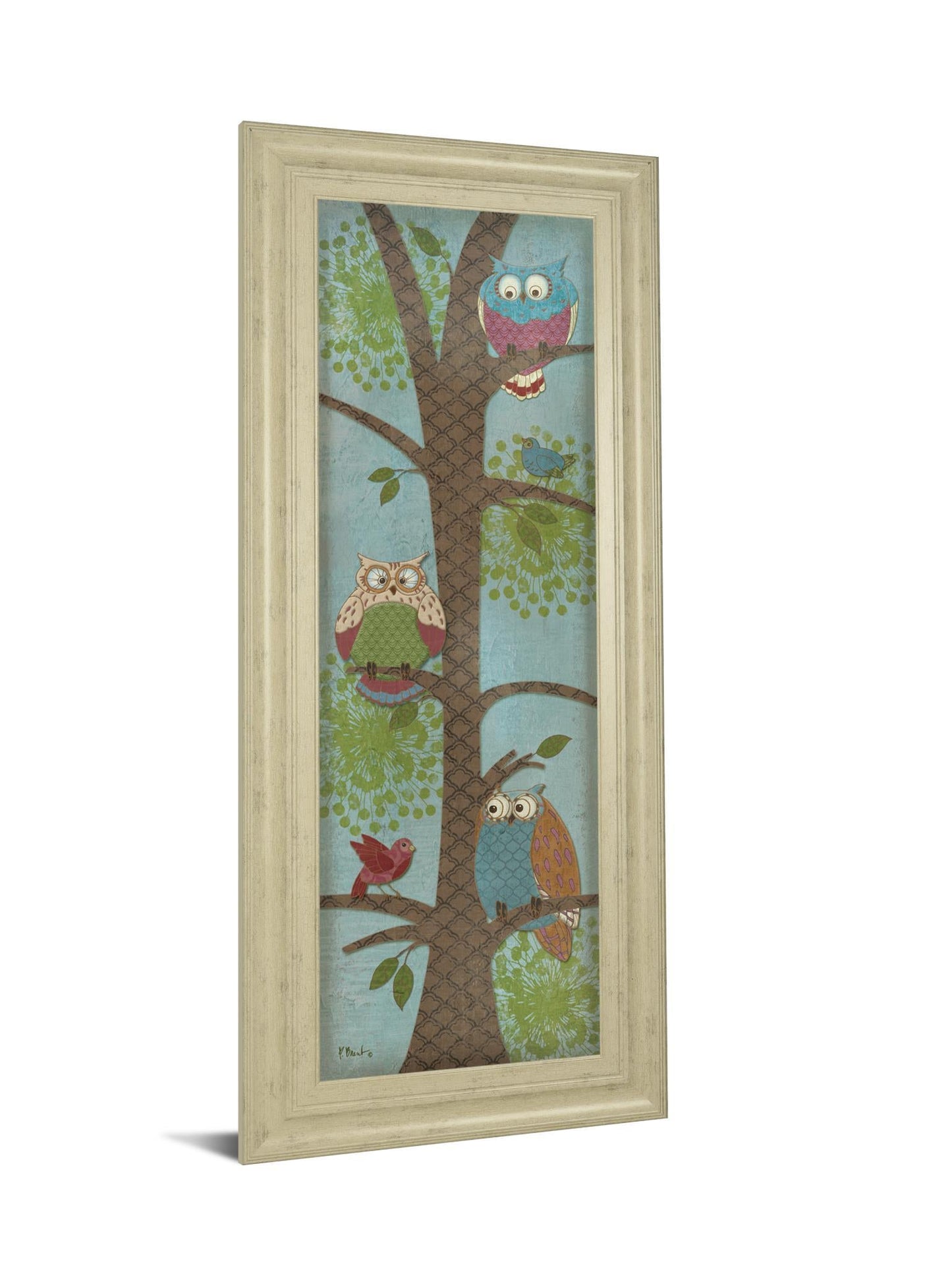 Fantasy Owls Panel Il By Paul Brent - Framed Print Wall Art - Blue Classy Art