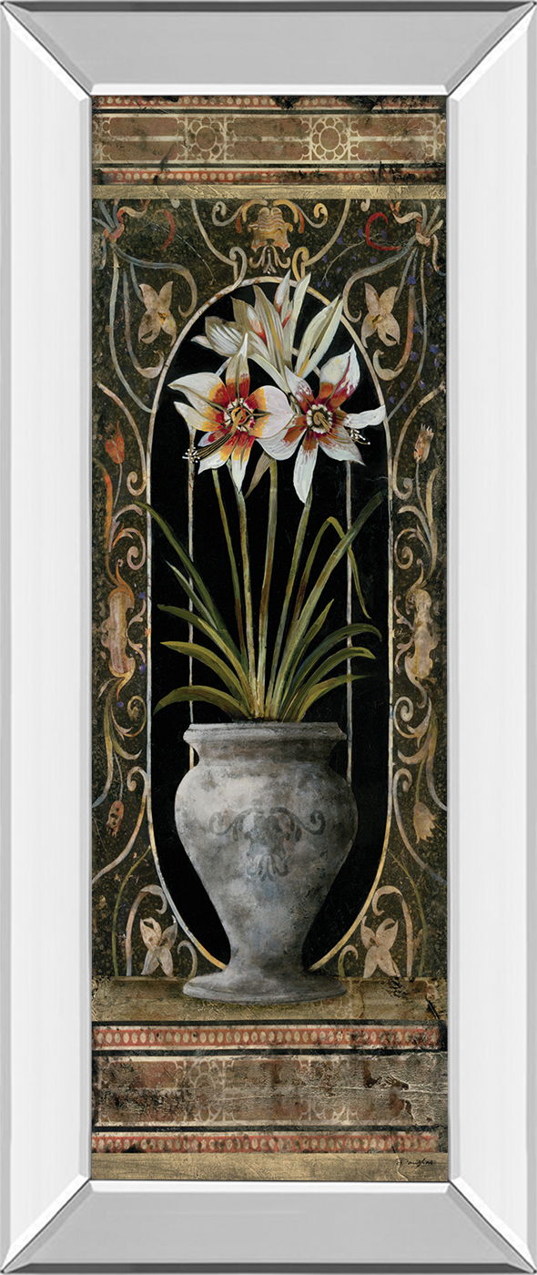 Blanco Botanical Il By Douglas - Mirror Framed Print Wall Art - Gold Classy Art