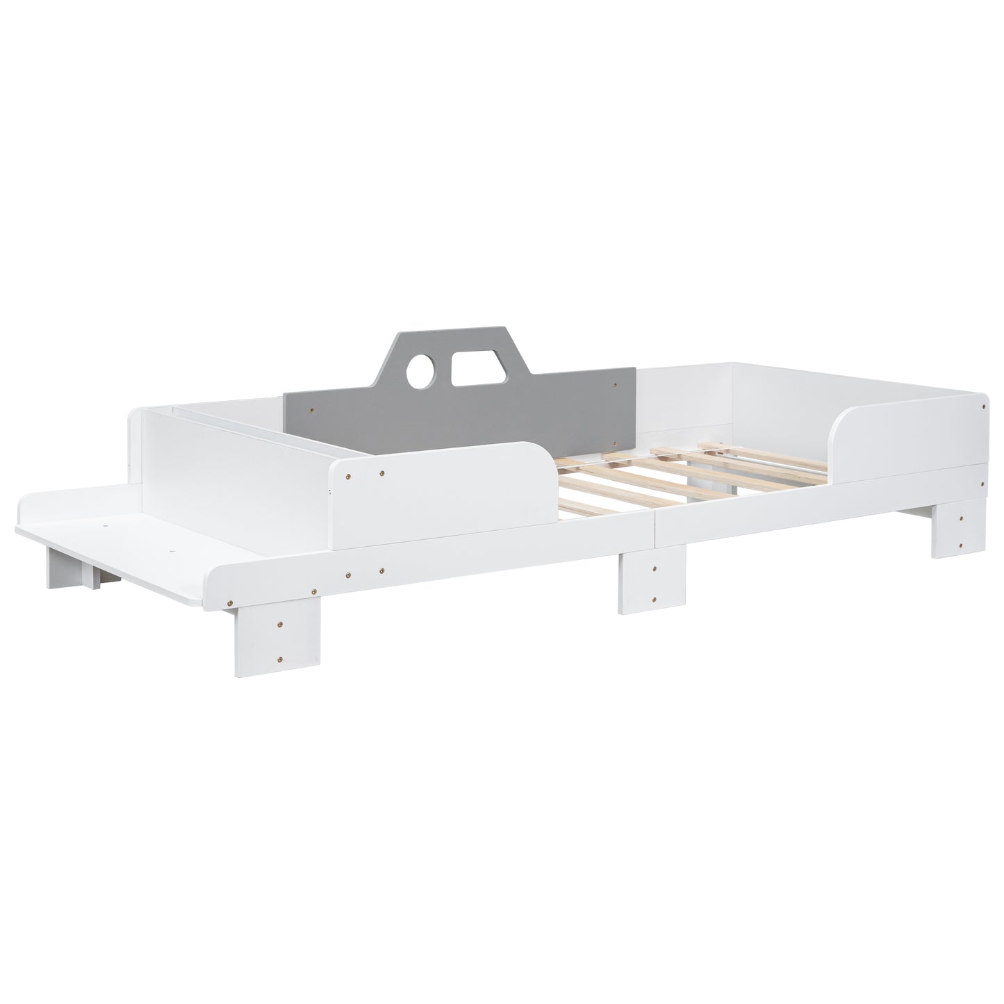 Car-Shaped Twin Wood Bed with Bench,White House to Home Furnishings LLC