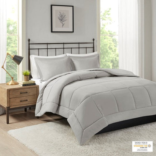 Microcell Down Alternative Comforter Mini Set Grey Cal King Olliix.com