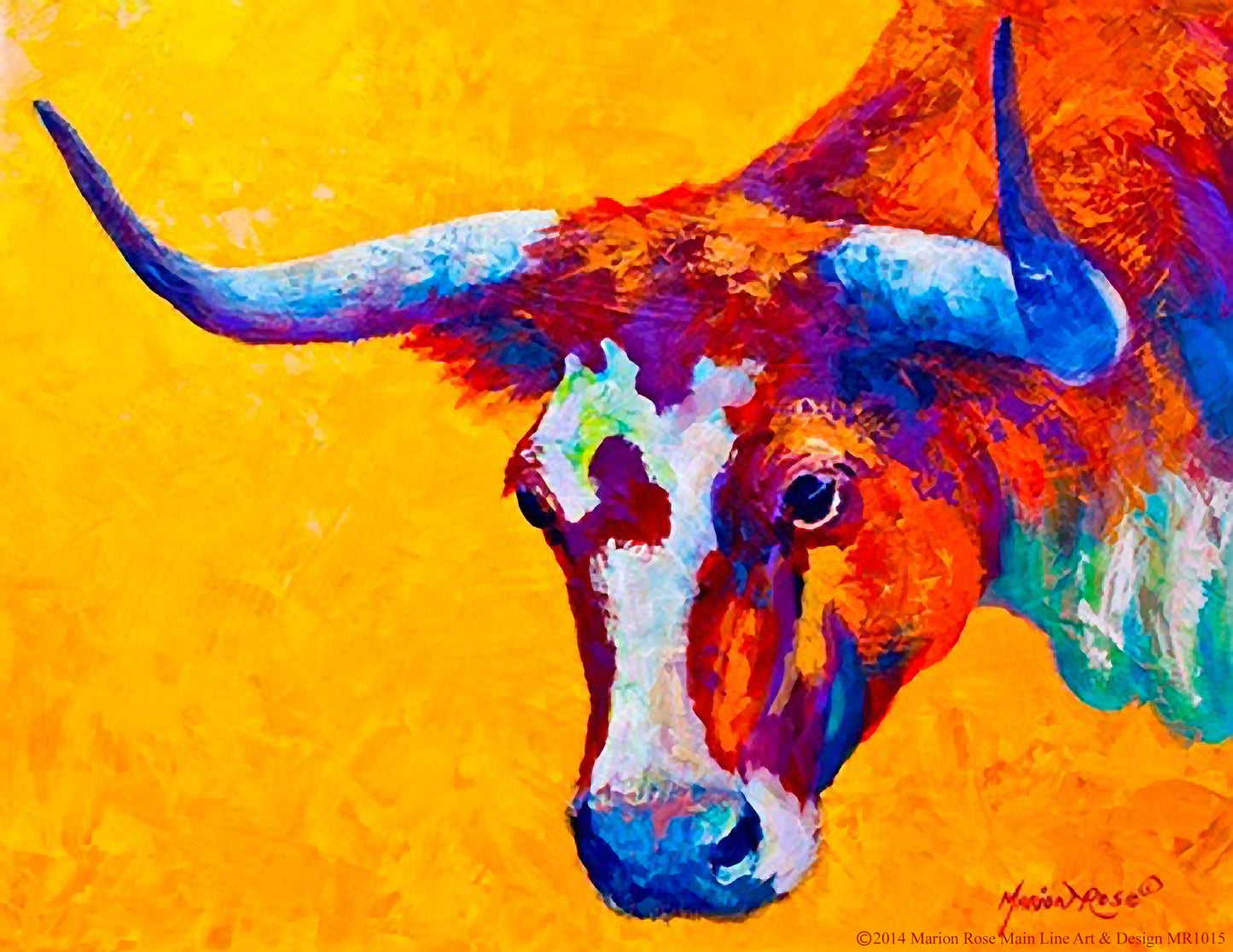 Bright Steer By Marion Rose - Yellow Classy Art