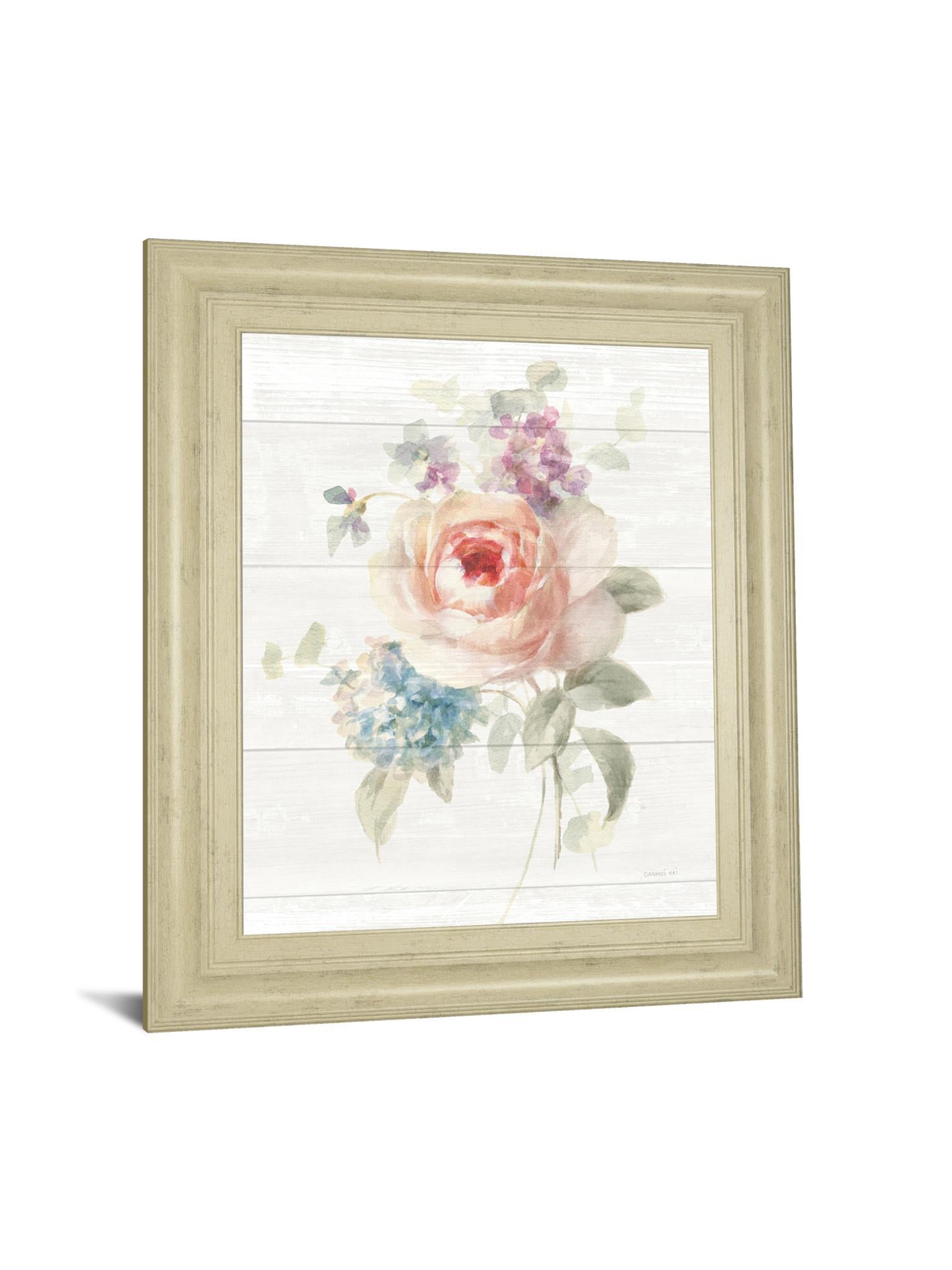 Cottage Garden III Shiplap By Danhui Nai - Framed Print Wall Art - White Classy Art