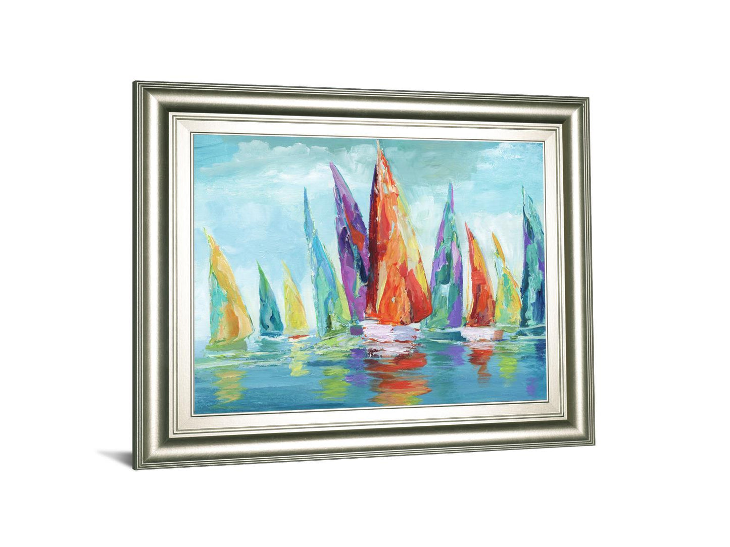 Fine Day Sailing I By Nan - Framed Print Wall Art - Light Blue Classy Art