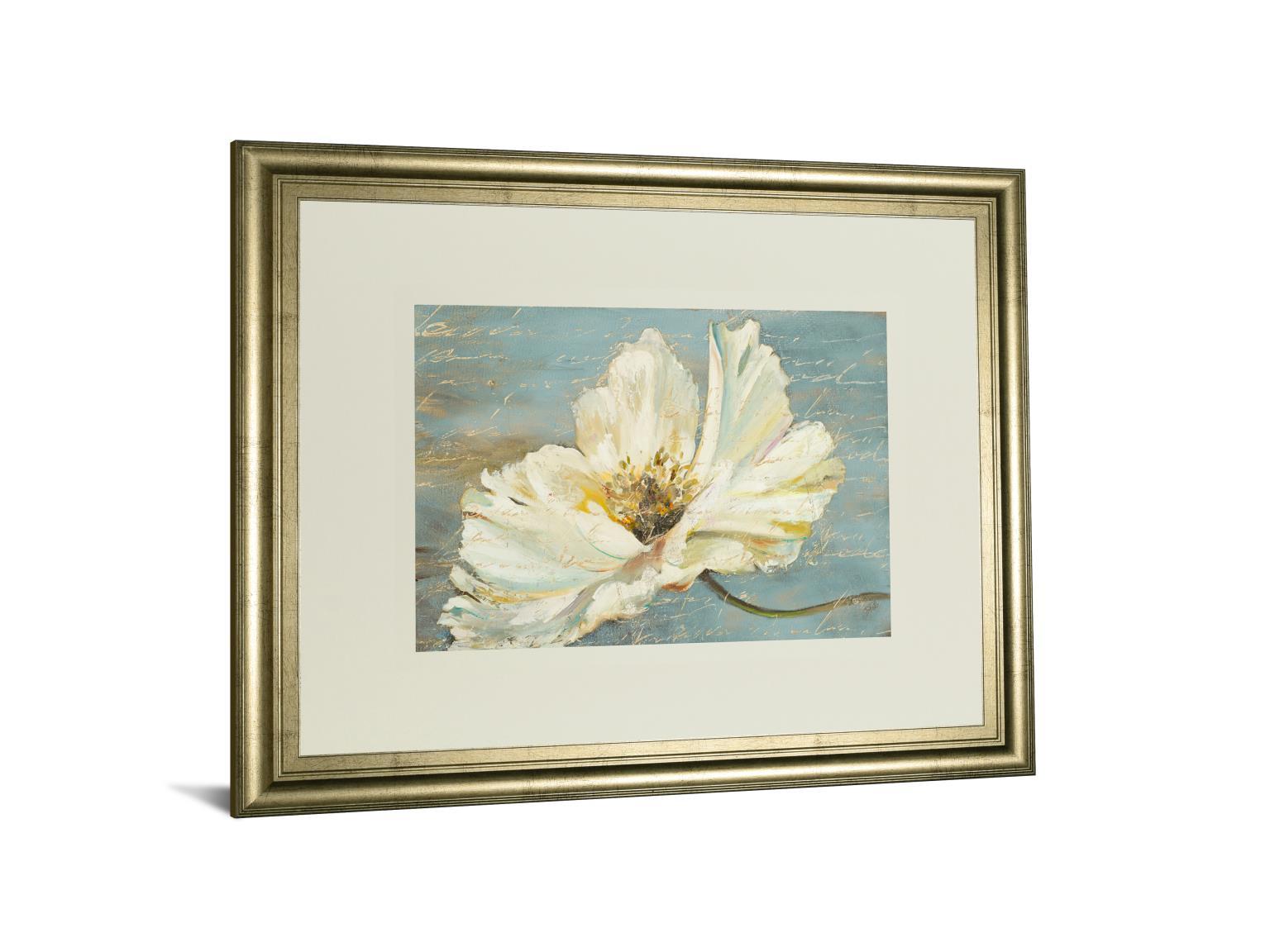 White Peony By Patricia Pinto - Framed Print Wall Art - Blue Classy Art