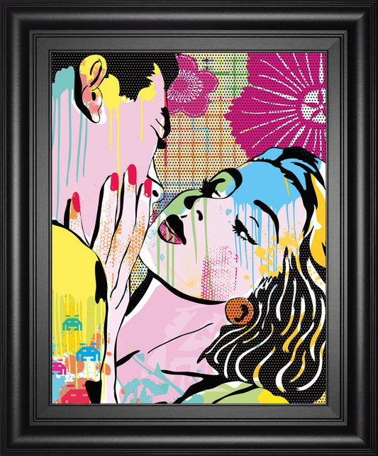 Midnight Kiss By Tom Frazier - Framed Print Wall Art - Pink Classy Art