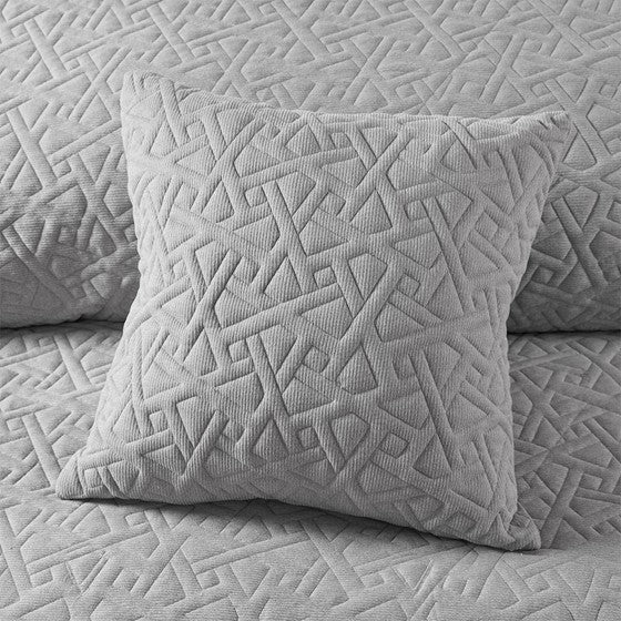 Knit Quilted Top Decorative Square Pillow 18x18" Grey Olliix.com