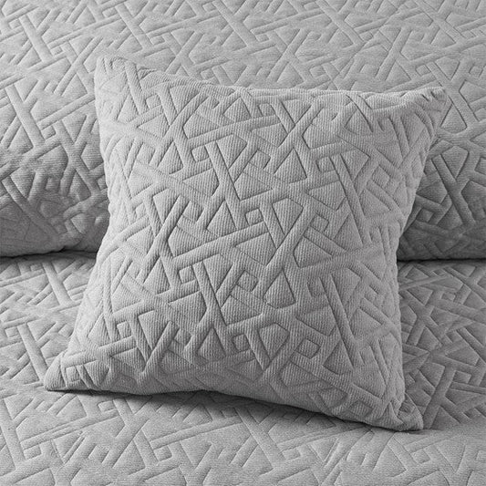 Knit Quilted Top Decorative Square Pillow 18x18" Grey Olliix.com