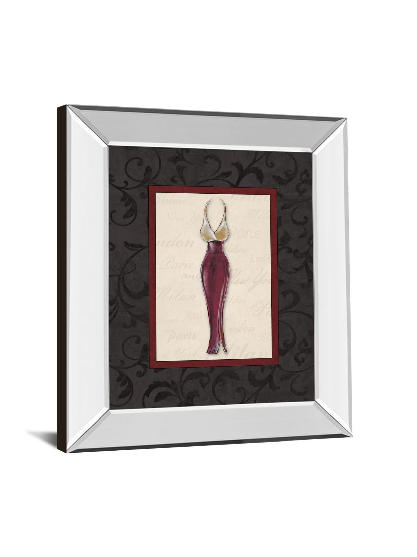 Fashion Dress Il By Susan Osbourne Mirror Framed Print Wall Art - Red Classy Art