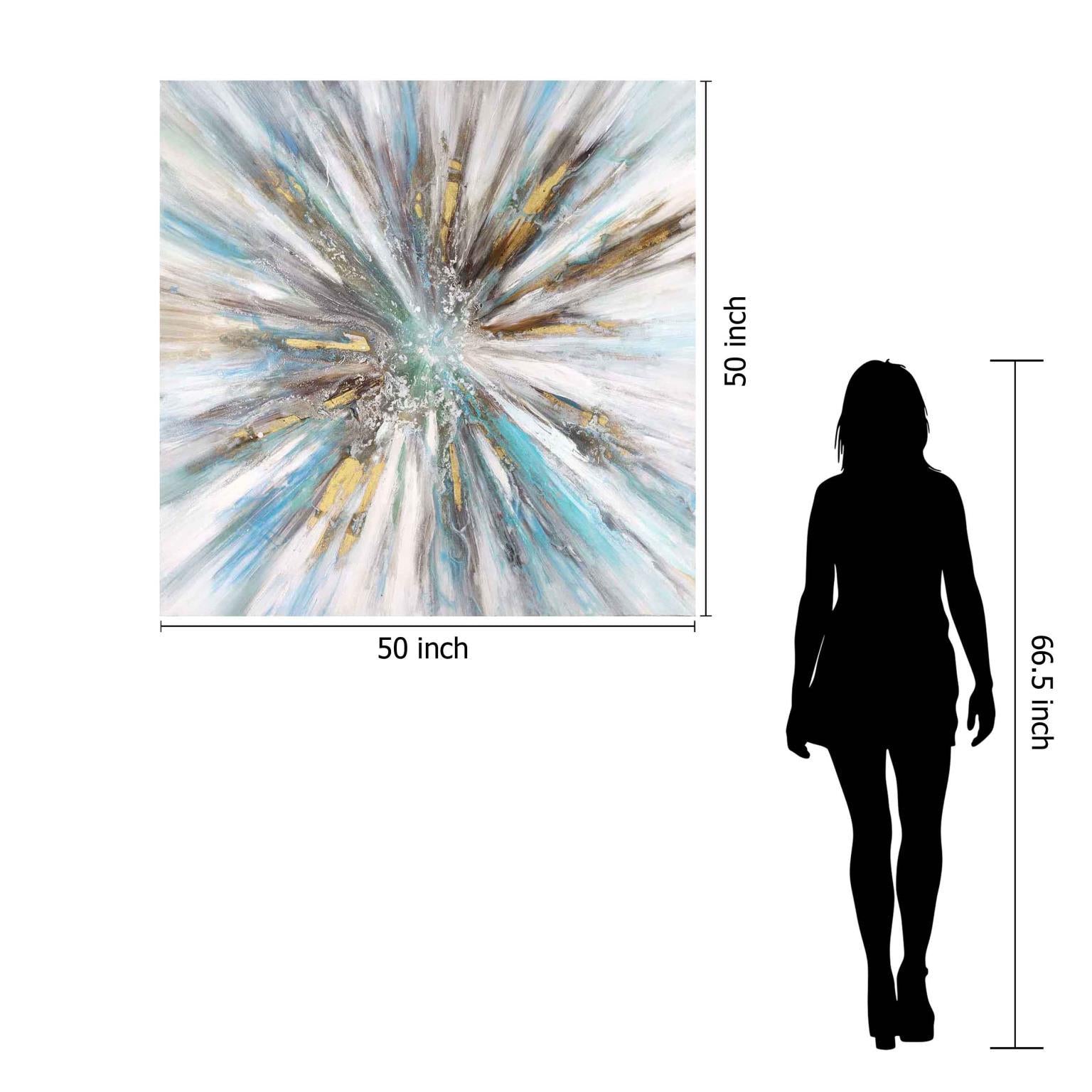 Floating Tempered Glass With Foil Splash - Blue Classy Art