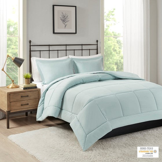 Microcell Down Alternative Comforter Mini Set Seafoam Cal King Olliix.com