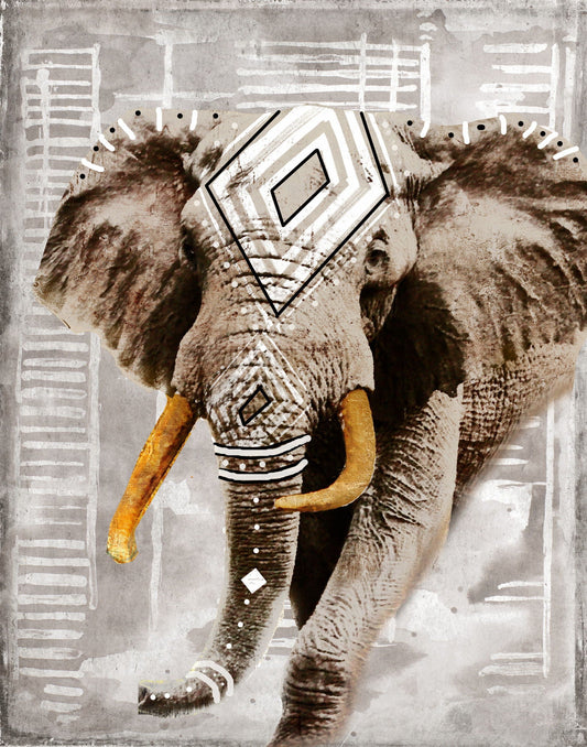 Modern Boho Elephant By Patricia Pinto - Beige Classy Art