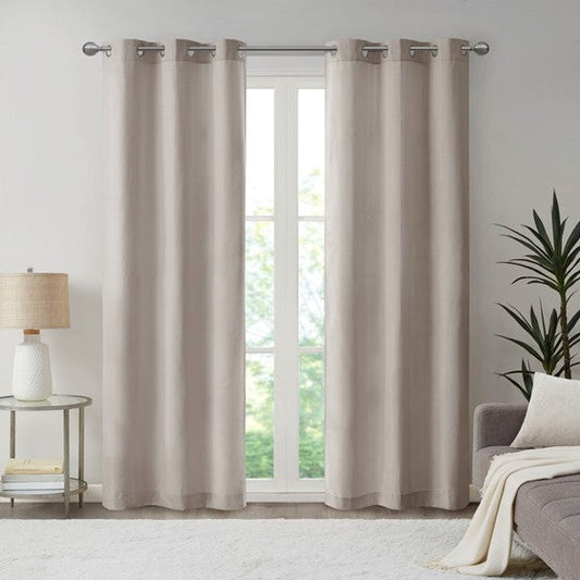 Basketweave Room Darkening Curtain Panel Pair Taupe Olliix.com