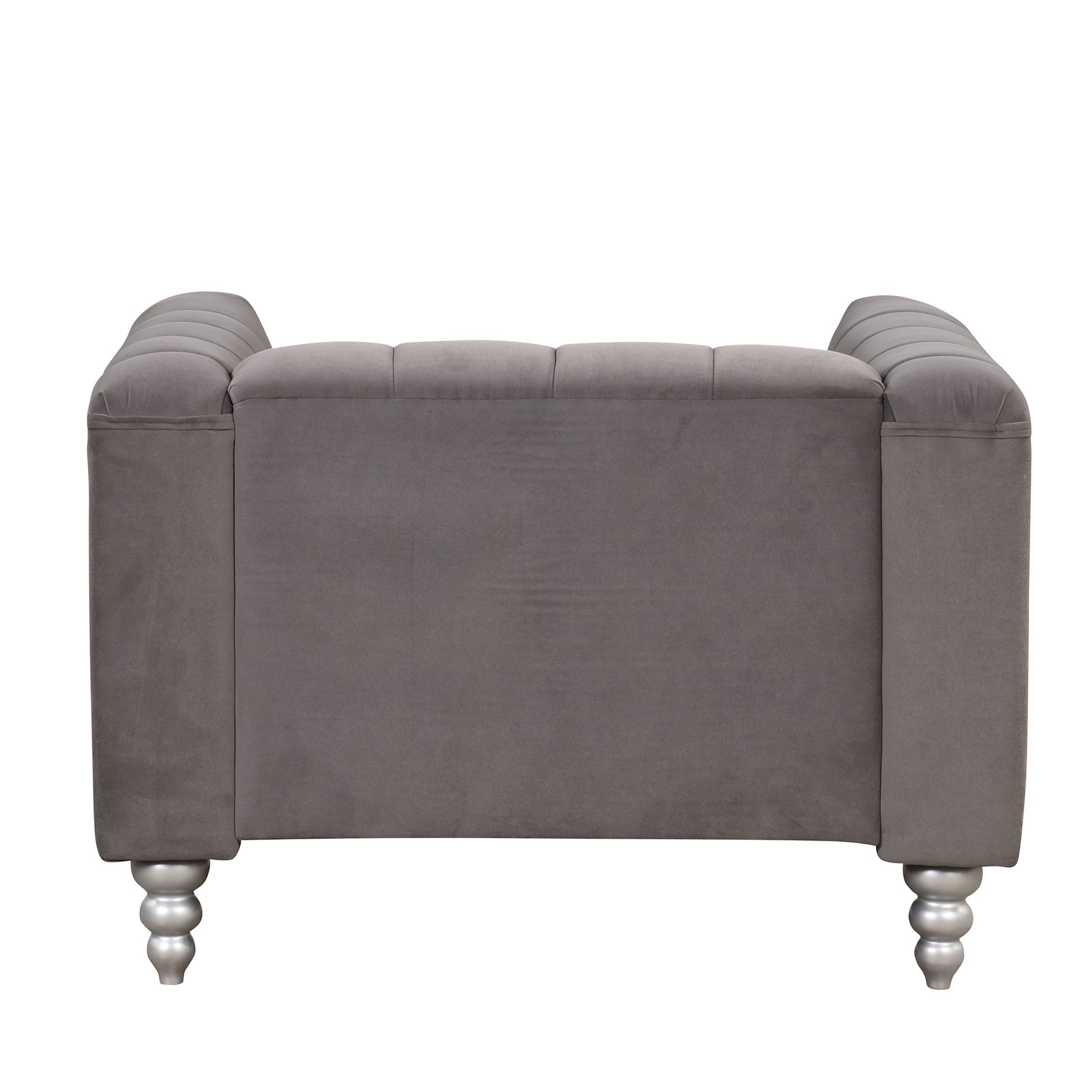 42" Modern Accent Chair Dutch Fluff Upholstered Arm Chair with solid wood legs, buttoned tufted backrest,gray House to Home Furnishings LLC