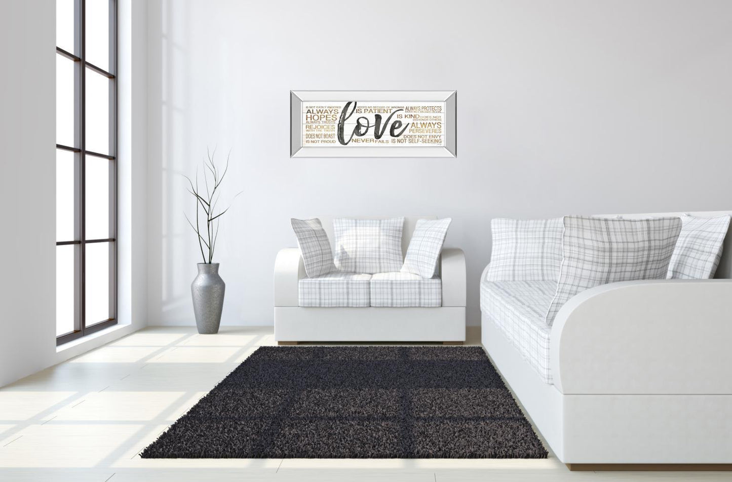 Love By Marla Rae - Mirror Framed Print Wall Art - White Classy Art