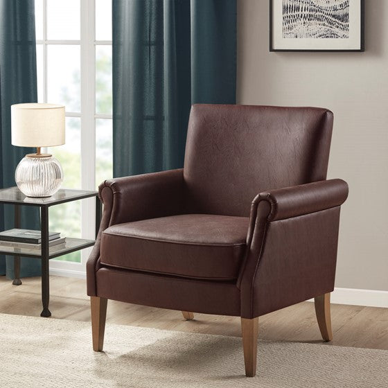 Faux Leather Accent Arm Chair Brown Olliix.com