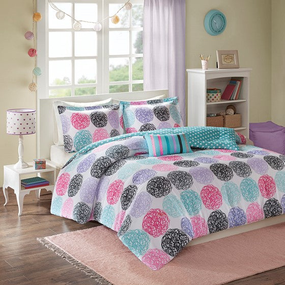 Reversible Comforter Set Purple Full/Queen Olliix.com