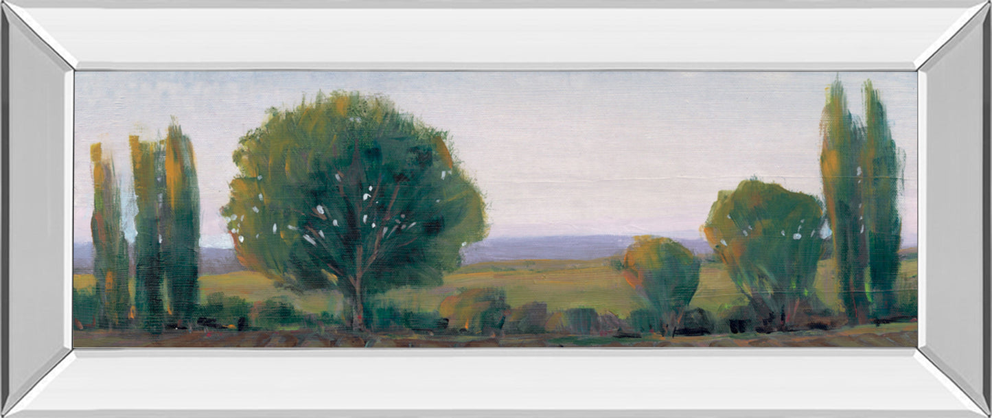 Panoramic Treeline I By Tim Otoole - Mirror Framed Print Wall Art - Green Classy Art