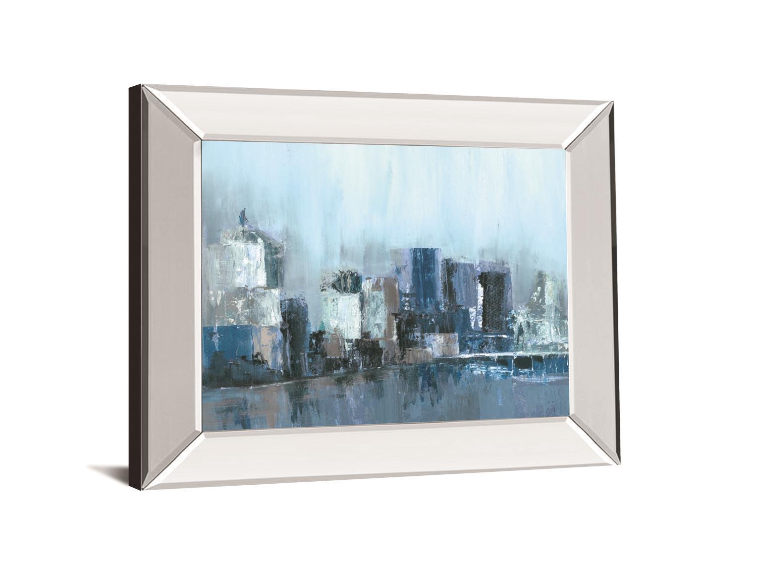 Citlylines By Jones, Cy - Mirror Framed Print Wall Art - Blue Classy Art