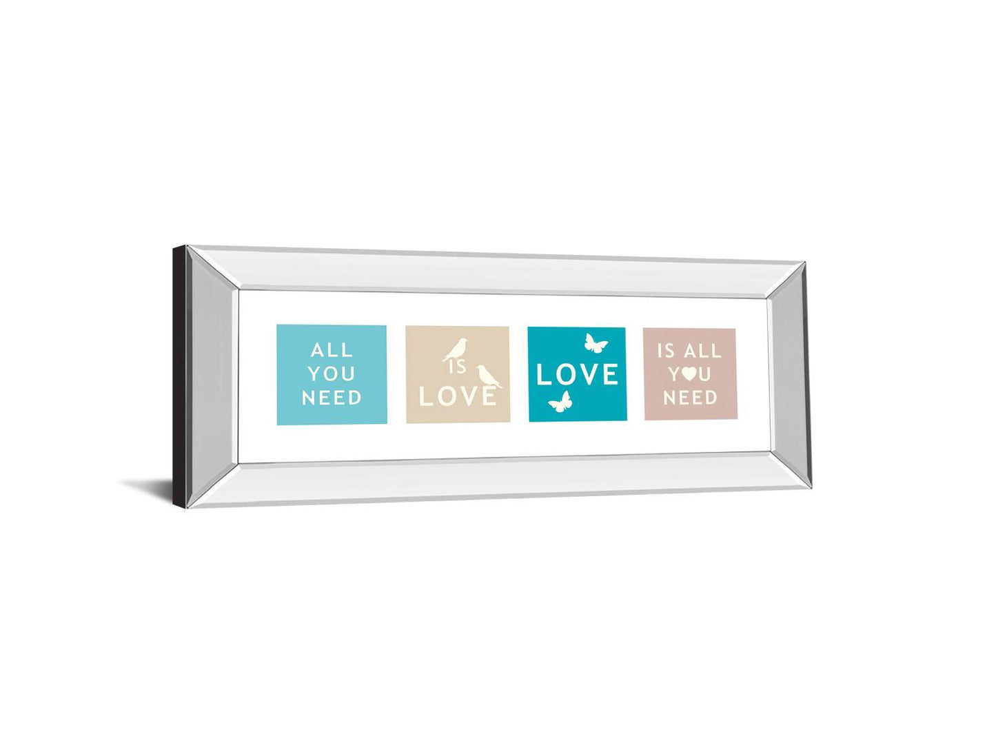 Words Of Kindness Il By The Vintage Collection - Mirror Framed Print Wall Art - Blue Classy Art