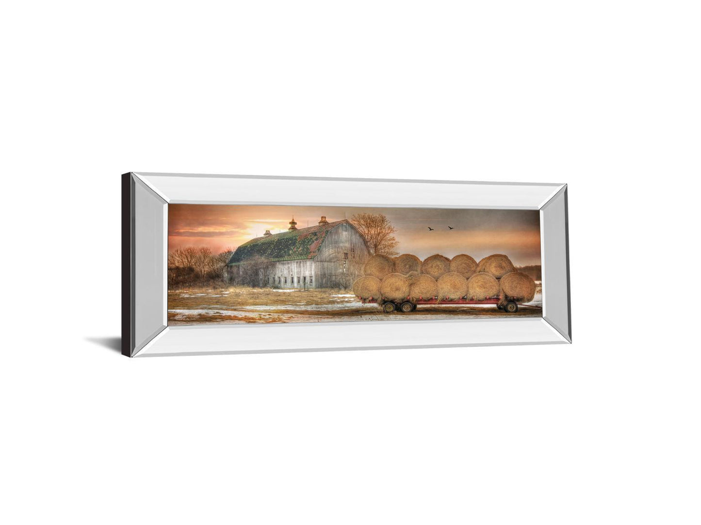 Sunset On The Farm By Lori Dieter - Mirror Framed Print Wall Art - Dark Brown Classy Art