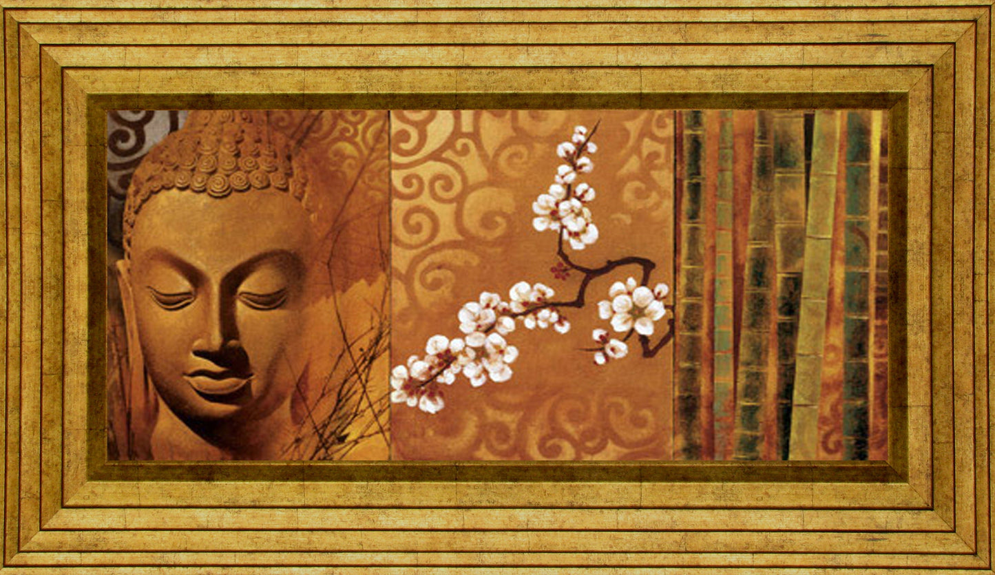 Buddha Panel I By Keith Mallet - Framed Print Wall Art - Orange Classy Art