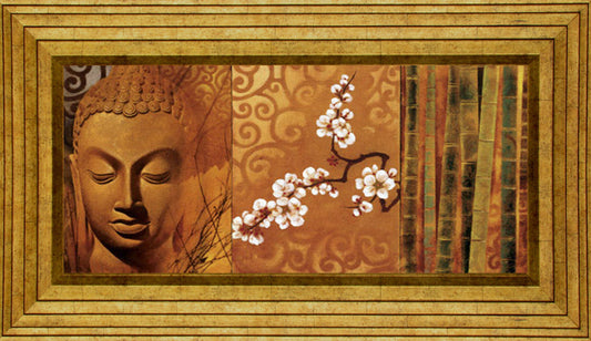 Buddha Panel I By Keith Mallet - Framed Print Wall Art - Orange Classy Art