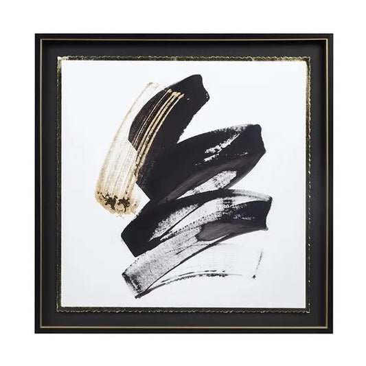 Framed Glass and Single Matted Foiled Deckle Edge Wall Art Black Olliix.com