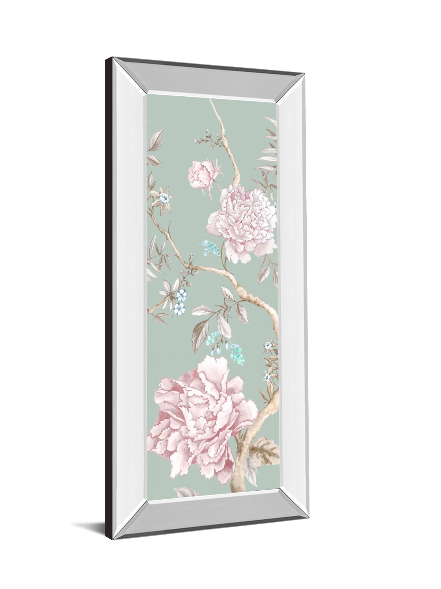 Oriental Garden I By Eva Watts - Mirrored Frame 42 x 18 Wall Art - Green Classy Art