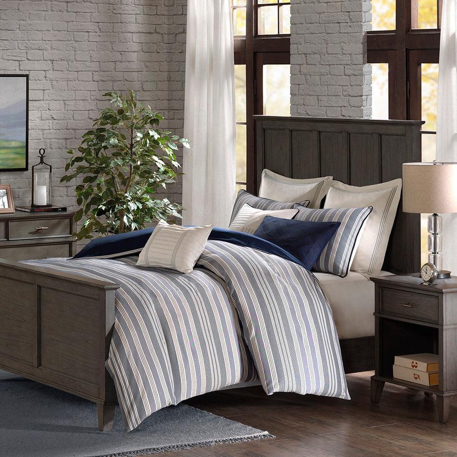 Farmhouse Coastal Comforter Set Blue King Olliix.com