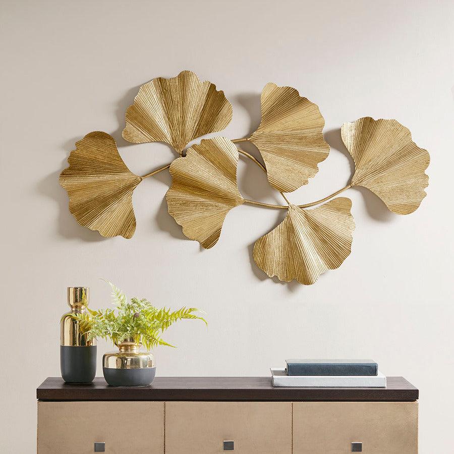 Faye Gold Foil Ginkgo Leaf Wall Art Gold Olliix.com