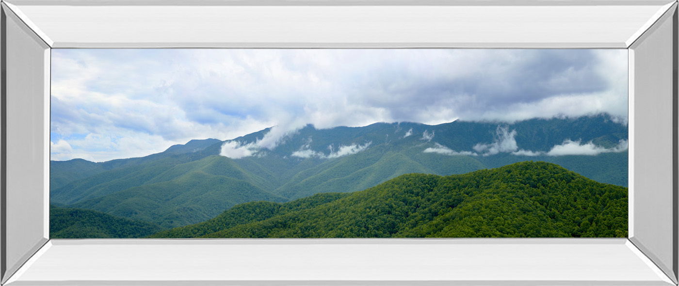 Misty Mountains Il By Kames Mcloughlin - Mirror Framed Print Wall Art - Green Classy Art